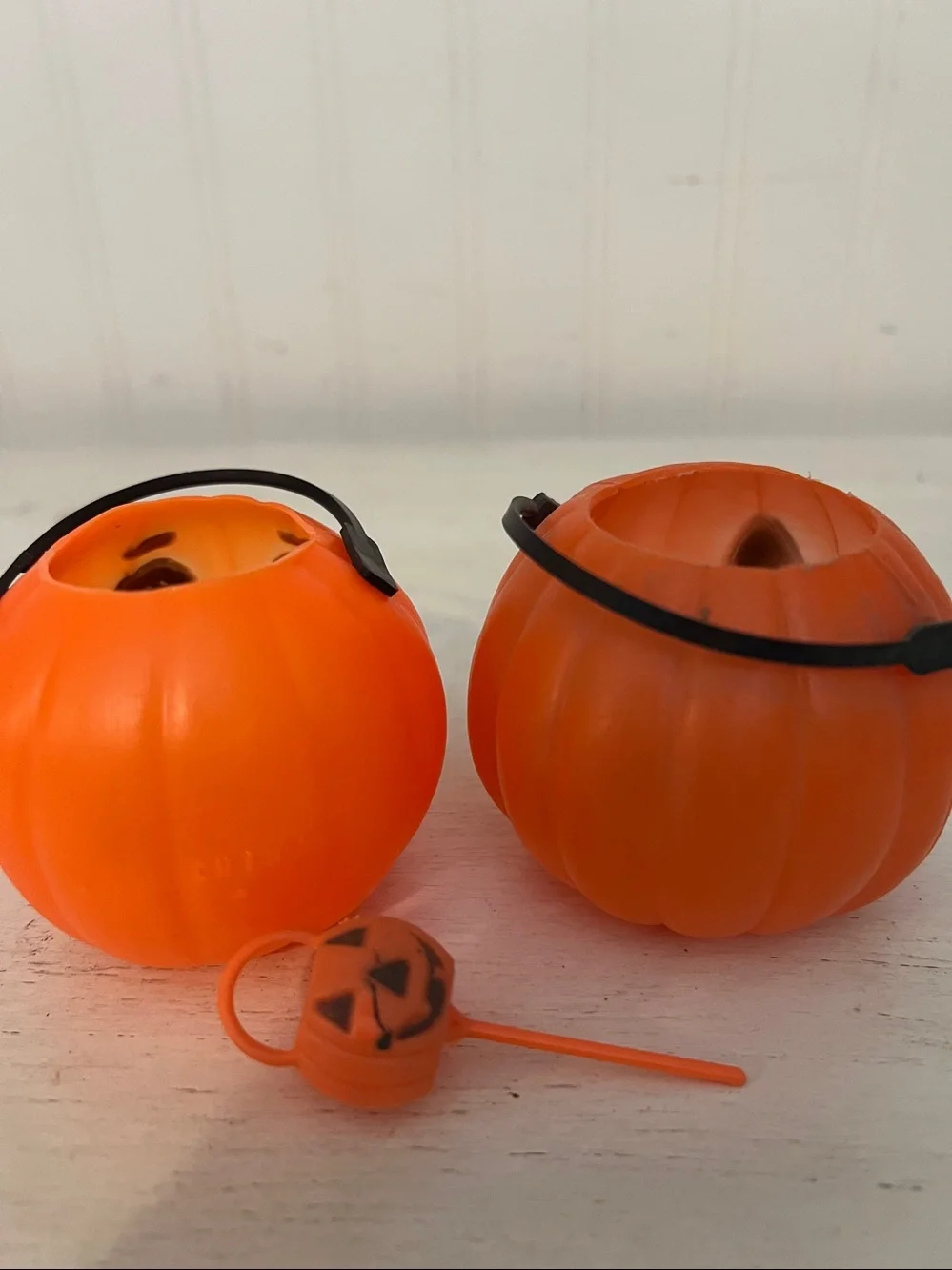 Vintage Blow mold mini Halloween candy pail pumpkin decoration